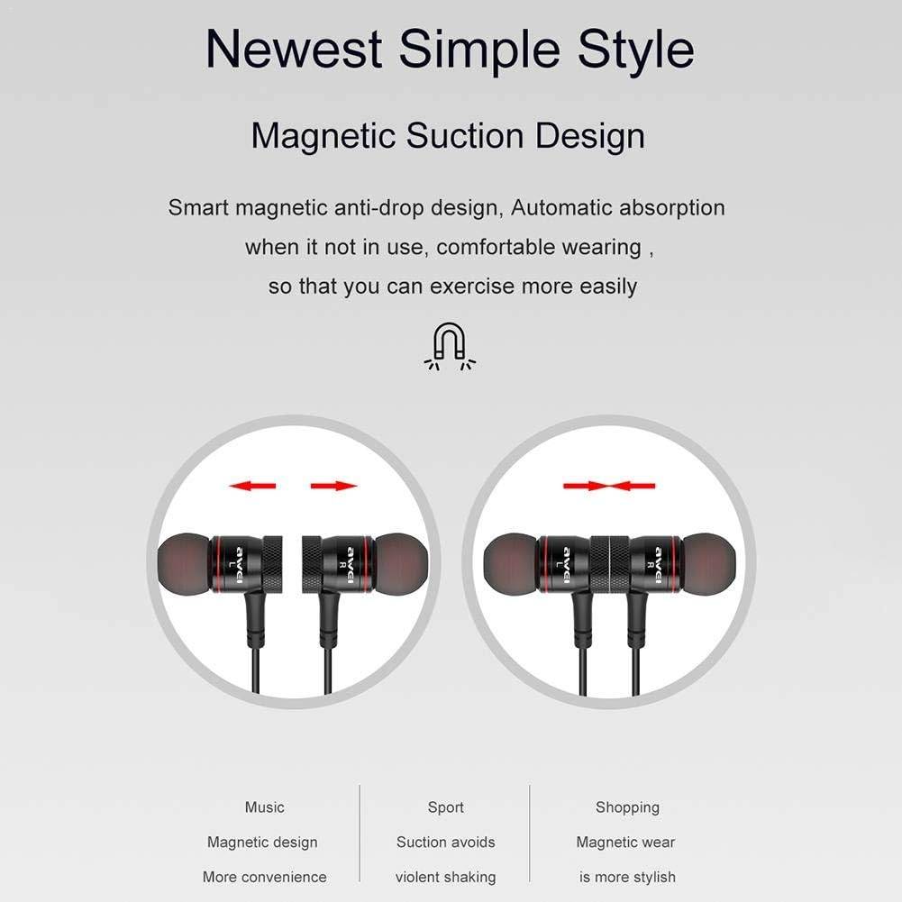 Awei G10BL Wireless Bluetooth Earphone Magnetic Neckband Earbuds With Mic Dual Driver Noise Cancel IPX5 Waterproof Sport Headset