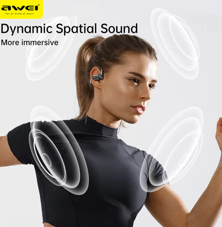 Awei T93 Open-Ear Bluetooth Earbuds Dual Bass Waterproof Liquid Silicone Sport Earphones With Mic