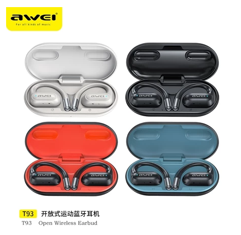 Awei T93 Open-Ear Bluetooth Earbuds Dual Bass Waterproof Liquid Silicone Sport Earphones With Mic
