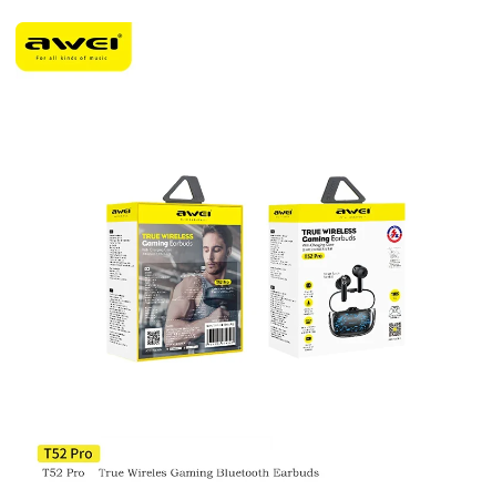 Awei T52 Pro True Wireless Gaming Earbuds Black