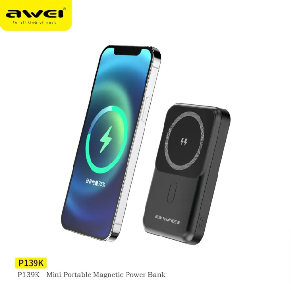 Awei P139K 10000mAh Portable Powerbank Magnetic Wireless Power Bank